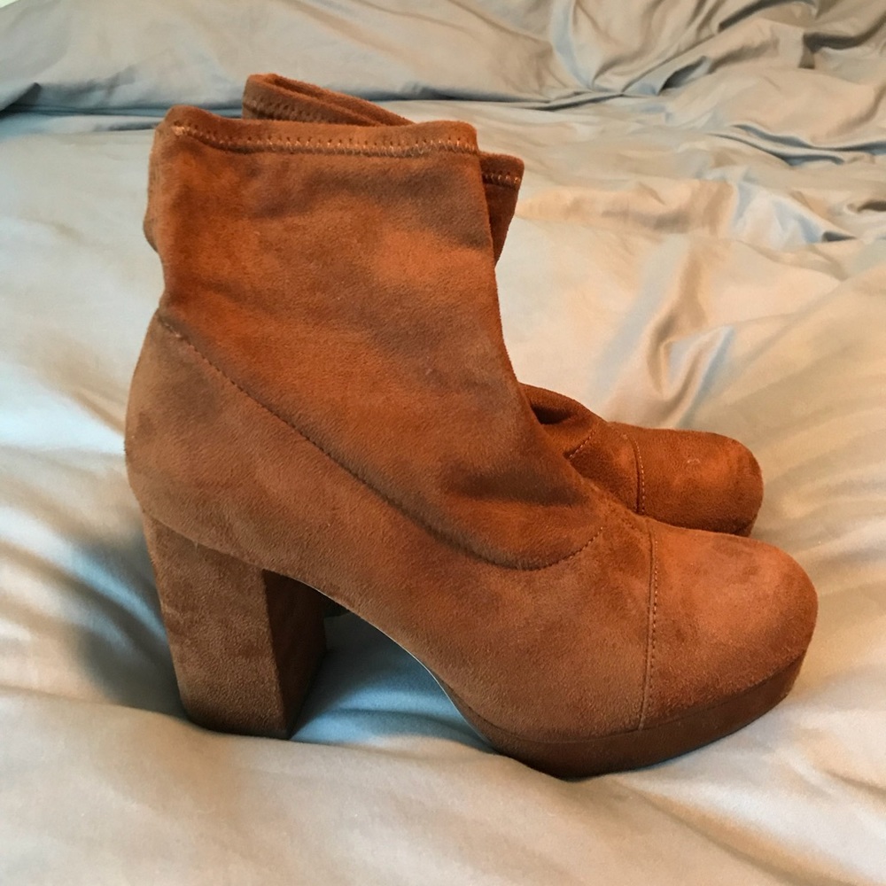 Brown suede booties